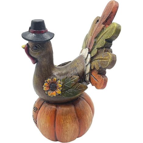 Statuette en résine représentant une dinde et une citrouille, décoration de table innovante pour Thanksgiving, utilisable à l'intérieur comme à l'extérieur (orange, 1 pièce) (1/5)