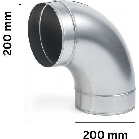 raccord coudé 200 mm métal raccord de ventilation raccord de conduit système de (1/5)