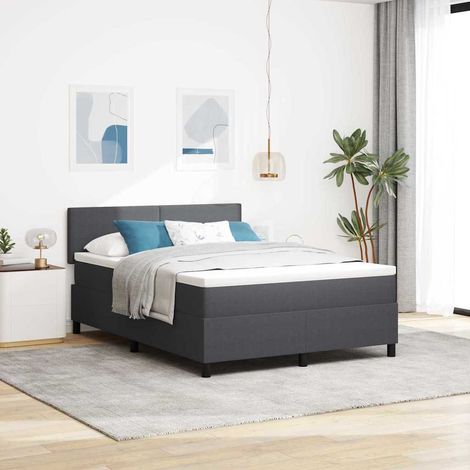 LED Boxspringbett Dunkelgrau und Weiß 160 x 200 cm Cordstoff