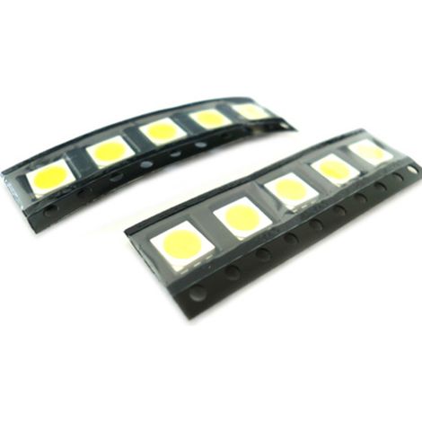 10 PZ Led SMD 5050 PLCC-6 Bianco Freddo 6000K 18 Lm 3V 0,2W 3 Chips (1/3)