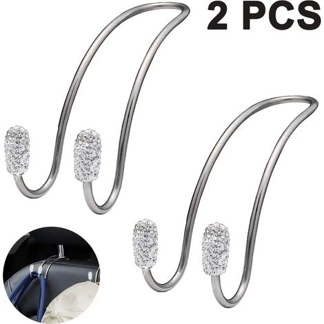 2 ganchos para asiento de coche de acero inoxidable, ganchos traseros para asiento de coche portátiles, soporte para reposacabezas, gancho para bolsa de coche, gancho para reposacabezas (1/4)