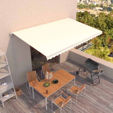 Store banne-Auvent manuel rétractable 500x300 cm Crème (1/5)