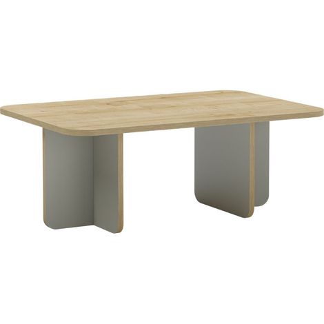 Table basse rectangulaire en mélaminé plateau imitation bois et piètement vert sauge - HESTIA