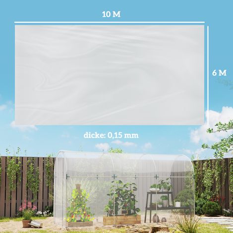 Film de serre imperméable 6 x 10 m avec protection UV, film plastique extra épais et résistant à la déchirure, bâche pour tunnels de serre, film transparent pour utilisation extérieure (1/5)