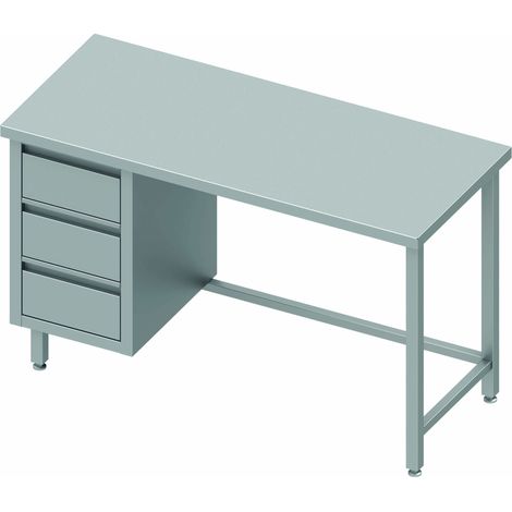 Table Inox 3 Tiroirs A Gauche Sans Dosseret - Gamme 600 - Stalgast