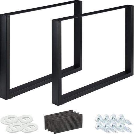 Relaxdays Tischkufen 2er Set, BxH: 100x72 cm, Metall Tischbeine Schreibtisch, Esstisch, Couchtisch, Industrial, schwarz