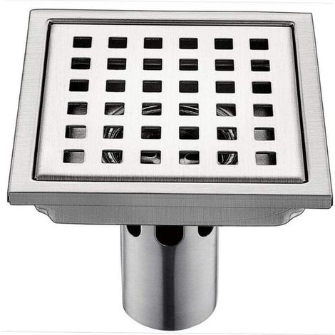 Scarico per pavimento doccia quadrato in acciaio inox 304 OUYLAF 15 x 15 cm con griglia in acciaio per asciugatura, scarico per pavimento antiodore