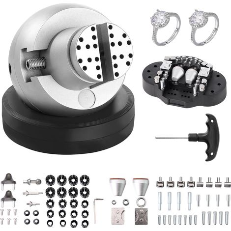 VEVOR Morsa a Sfera, Strumento Impostazione dellIncisione da 5", Morsa Incisione a Rotazione 360°, Blocco Standard da 69 Pz, Strumenti di Blocco deIncisione dei Gioielli per Lavorazione dei Gioielli