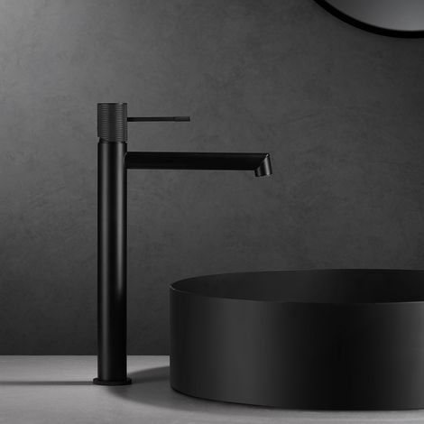 Imex - Grifo Monomando Lavabo Caño Alto Negro Serie Line (1/2)