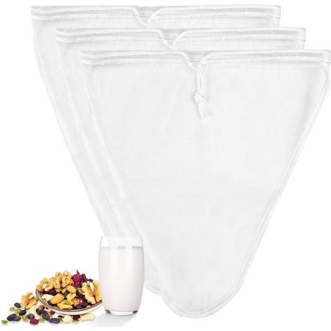 3 teiliger Nylonbeutel für Gemüsemilch, wiederverwendbarer Gemüsemilchfilter, Sojamilchfilter, Nussmilchbeutel, zum Filtern von Tee, Fruchtsaft, (1/5)