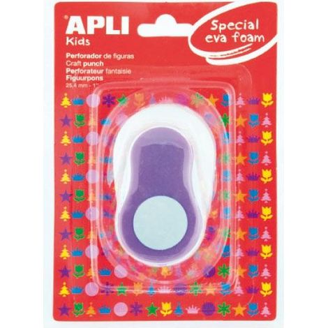Apli perforadora de papel y goma eva en forma de circulo - tamaño de figura 25.4mm - perfora papel, carton, cartulina y goma eva de hasta 2mm - deposito de restos - color blanco