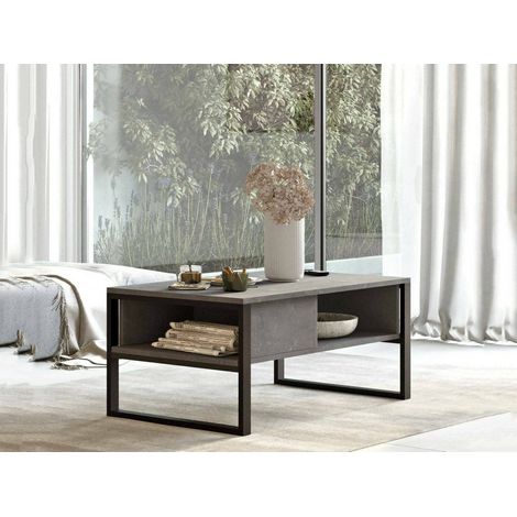 mesa de centro\ da salotto Astraia, Tavolo basso da caffè, Portariviste per divano, Ripiano da soggiorno, 100x60h44 cm, Argento (1/5)