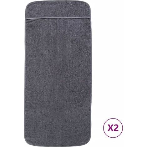 Serviettes de plage, lot de 2, gris anthracite, 60 x 135 cm, tissu 400 g/m² (1/5)