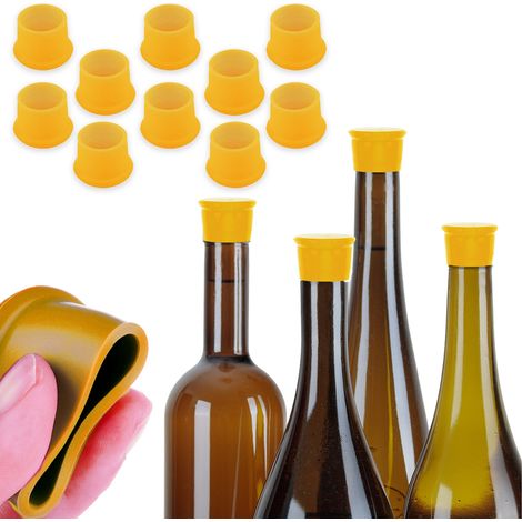 Juego de 10 tapones de silicona para botellas AMARILLOS