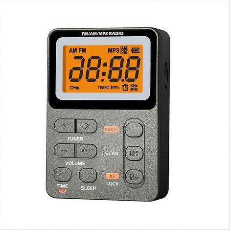 AM/FM-Taschenradio mit LED-Anzeige für Sport und Outdoor-Aktivitäten – Grau (1/5)