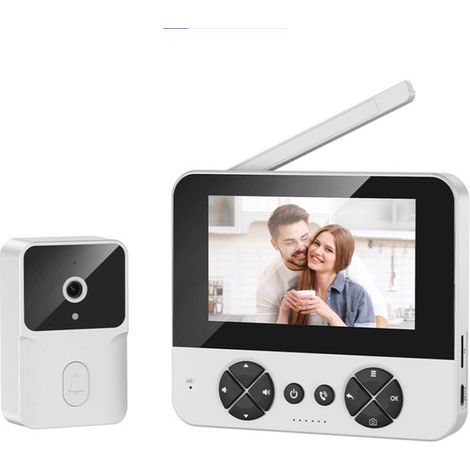 Kabellose Video-Türklingel für den Außenbereich mit Kamera IP65 wasserdicht 1080p HD-Auflösung 4 3-Zoll-IPS-Bildschirm Video-Gegensprechanlage 4,3 rot (1/2)