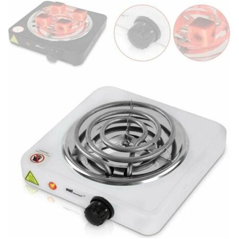 Encendedor de carbón eléctrico de 1000 W con termostato de 5 posiciones y protección contra sobrecalentamiento, color blanco. Placa calefactora para shisha, cachimba y carbón natural LO-Ron.