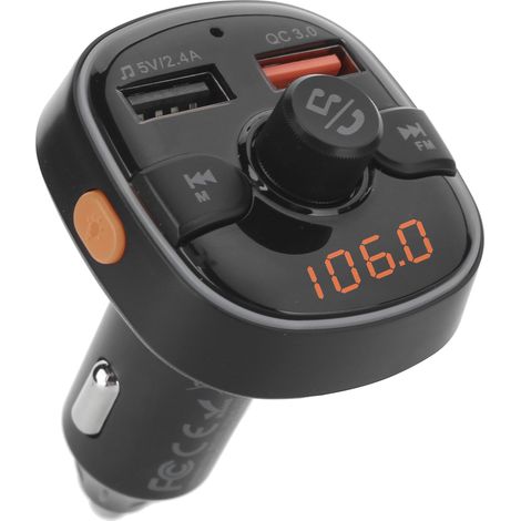 Bluetooth 5.0 FM-Transmitter mit zwei USB-Ladeanschlüssen, Freisprechfunktion für MP3-Player und farbenfroher RGB-Beleuchtung (1/5)