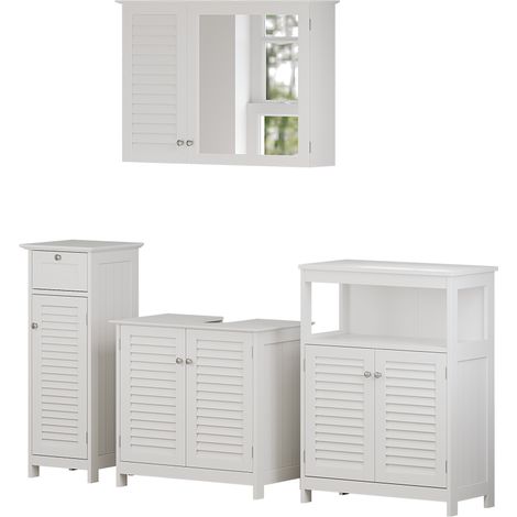 Set di mobili da bagno Riad, Bianco, 4 pezzi, Vicco (1/5)