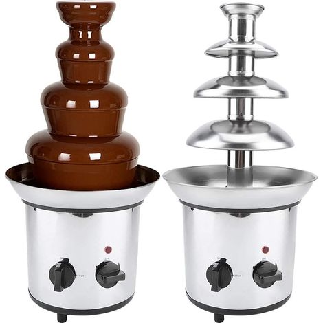 Fontaine à Chocolat en Acier Inoxydable, Fontaine à Chocolat Chaud et Liquide à 4 Étages pour Brunch, Fêtes, Noël, l'anniversaire des Enfants