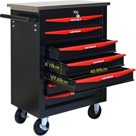 Chariot à outils - OEM - 7 tiroirs - Acier robuste - Roues pivotantes - Verrouillage à clé (1/5)