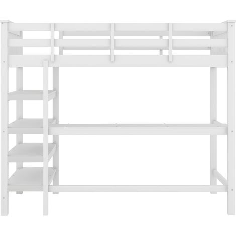 Letto a soppalco per bambini 90 x 200 cm con scrivania e mensole, bianco - HOMVRA (1/5)