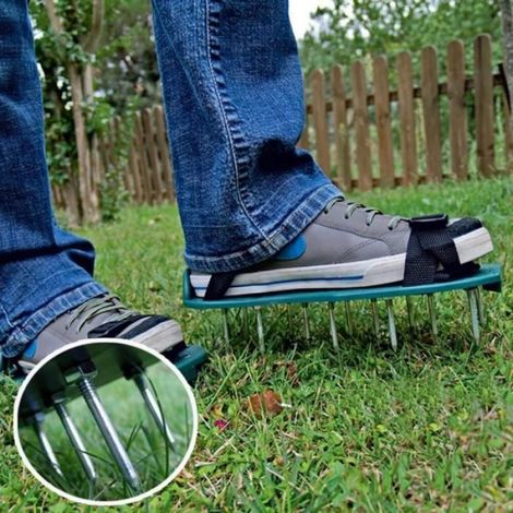 Râteau,Sandales de jardinage à pointes d'herbe, 1 paire, aérateur de pelouse revitalisant, chaussures à ongles, outil de jardinage-D (1/4)
