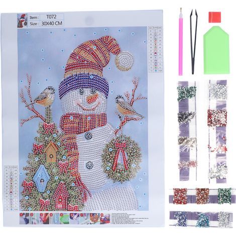Tableau Diamant DIY Bonhomme de Neige Hiver Décoration Murale Porte (1/5)