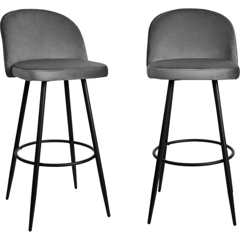 CALICOSY - Lot de 2 chaises de bar velours L52 cm - HOUNDI (1/5)