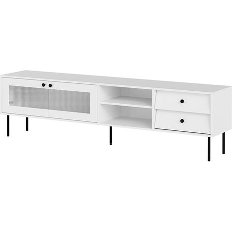 Mueble TV Feletri 103, Blanco, Número de puertas: 0, Número de cajones: 0, 200x55x39cm