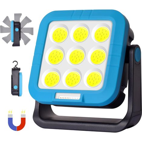 Projecteur Chantier Rechargeable 40W 2000LM, Projecteur LED Rechargeable 5400mAh avec 7 Modes d'Éclairage, IP44 Étanche pour Camping, Travail, Jardin, Pêche, Urgence [Classe énergétique A] (1/5)