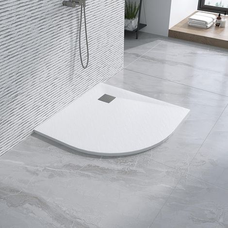 AQUABATOS SMC Duschwannen für badezimmer antirutsch, schieferoptik duschtasse fächerförmig, modern-design brausewanne weiße extra-flach 90cm