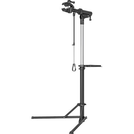 Pied d'atelier vélo pliable support de réparation de vélo hauteur réglable 107-160 cm pince rotative à 360° noir