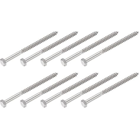 Hex Tirefond Vis (M8x120mm)10pcs, 304 Inox Acier Autotaraudeurs Bois Boulons - pour Ménage Applications (1/5)