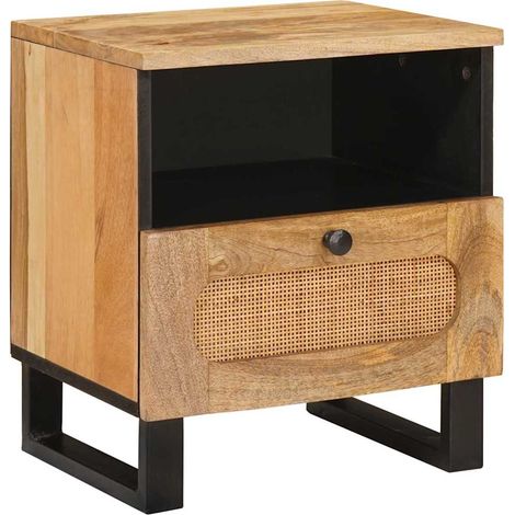 Bedside Cabinet Natural 40 x 33 x 46 cm Solid Mango Wood vidaXL