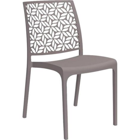 Gloupie Sedia Ninfa in Polipropilene Taupe, Impinabili, 46 x 54 x 80 cm, peso 3,3 kg,Schienale a Forma di Ninfee,Made in italy (1/5)