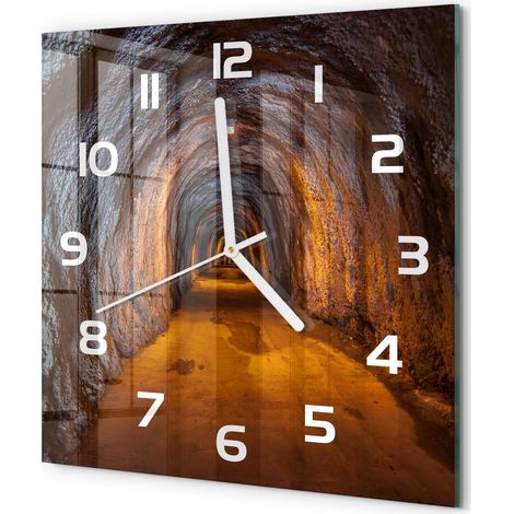 Horloge Murale Carrée Originale en Verre Silencieuse Design Moderne Salon Tunnel souterrain 30x30 cm (1/5)