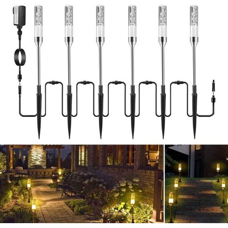 Ensemble d'éclairage de jardin avec 6 lampes de jardin et piquets de fixation, éclairage extérieur avec (1/5)