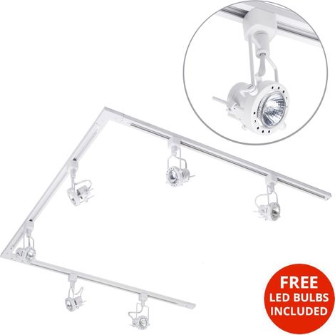 Litecraft 3M U Shape Track Light With 6 Greenwich Fixture & LED Bulbs - White (1/2)