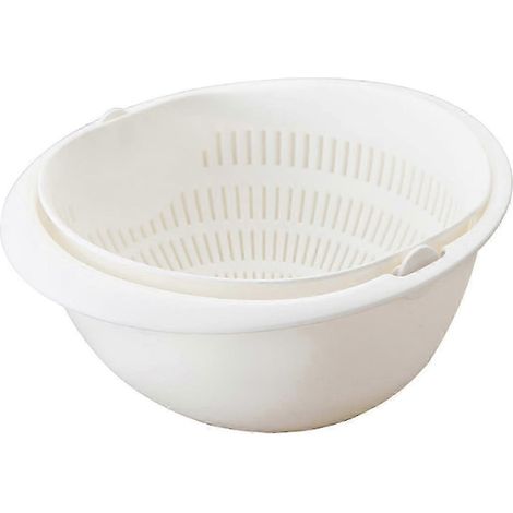Passoire de cuisine, passoire à fruits, passoire à riz, panier d'égouttage pour légumes, passoire de cuisine, passoire alimentaire double couche en plastique (1/5)