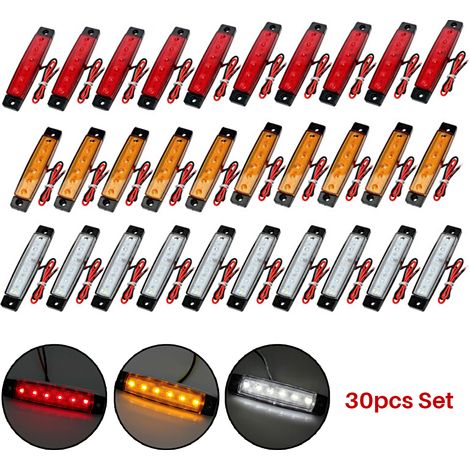 Lot 30 Feux De Position 6 LED Pour Bateau Camion Remorque Bus Indicateur Latéral Jaune Ambre Étanche (1/5)