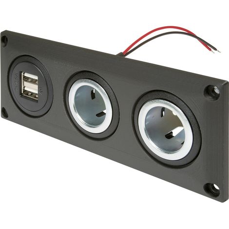 ProCar Einbausteckdose mit USB-A Doppelsteckdose + 2 Powersteckdosen Belastbarkeit Strom max.=20 A (1/2)