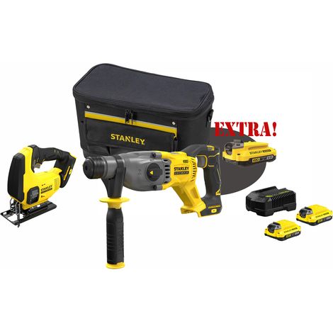 Kit Martello Tassellatore sds-plus 18V V20 Brushless SFMCH900B + Seghetto alternativo a batteria 18V V20 SFMCS600B + Set energia + EXTRA OMAGGI FATMAXB. STANLEYB.