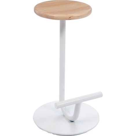 Tabouret design en chêne et métal blanc H65 - MARC (1/3)