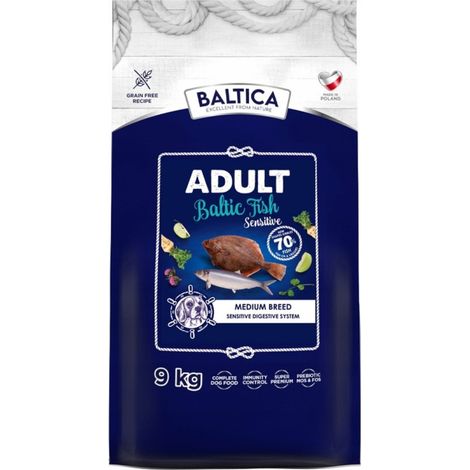 Cibo secco per cani Baltica Excellent Adult Sensitive Bałyckie al pesce M 9kg (1/2)