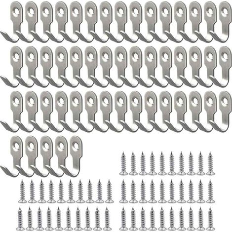 50 mini crochets en J avec vis, acier inoxydable, pour chambre, salle de bain, cuisine. (1/5)