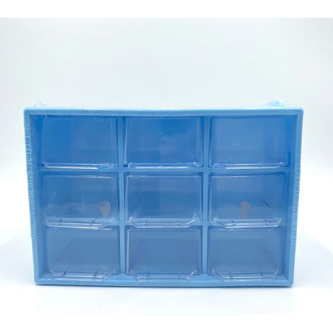 Boîte de rangement 9 cases bleu (1/5)