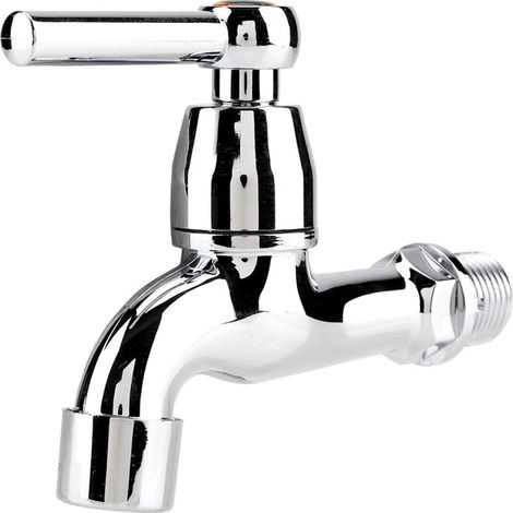 1 Robinet mural, plastique chromé, poignée unique, eau froide, pour lave-linge, évier, salle de bain (1/4)