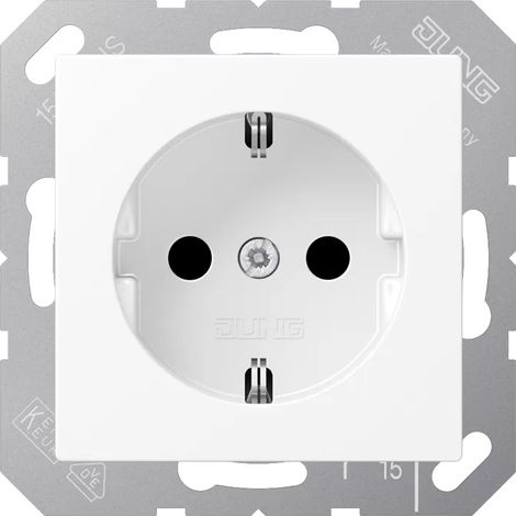 Jung SCHUKO Steckdose, 16 A 250 V , Thermoplast lackiert, Serie A, schneeweiß matt A1520BFWWM (1/2)