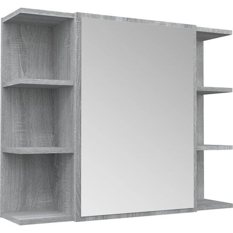 Bathroom Mirror Cabinet Grey Sonoma 80x20.5x64cm Engineered Wood vidaXL